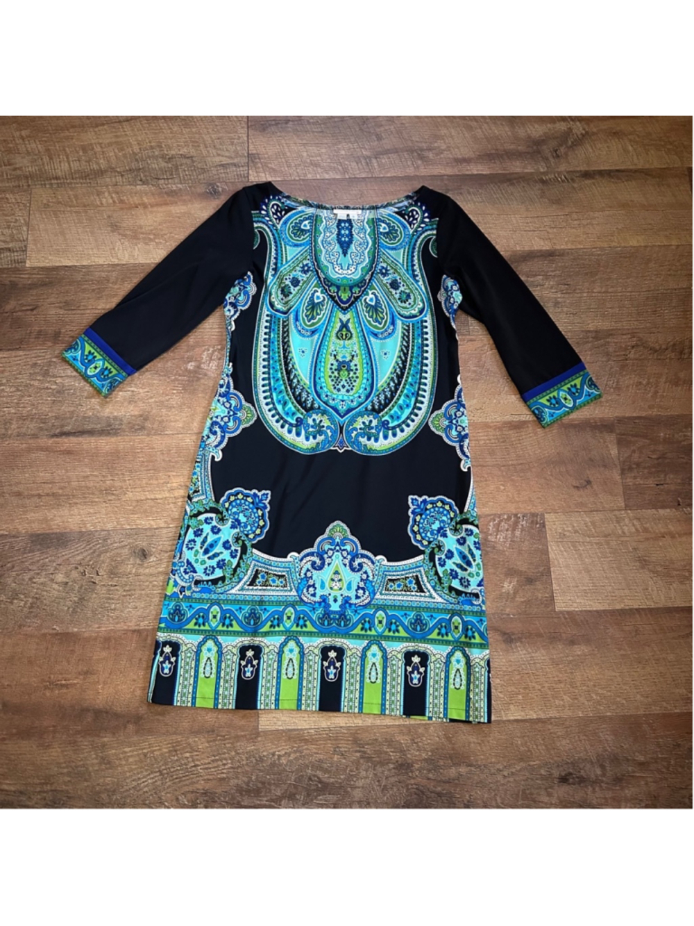 Women's London Times Dress Size 8 Black Blue Summer